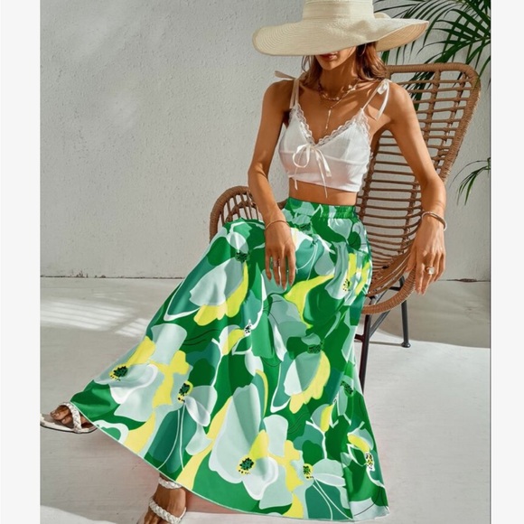 Bohemian Boho Floral Tropical Maxi Skirt Purple - Picture 10 of 17